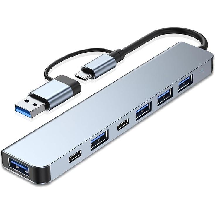 VIENON Aluminum USB C & USB Hub 7-in-1 with USB 3.0, USB-C Ports for PC/Laptops/MacBook Pro/Air/iMac/iPad and More Devices 7-IN-1