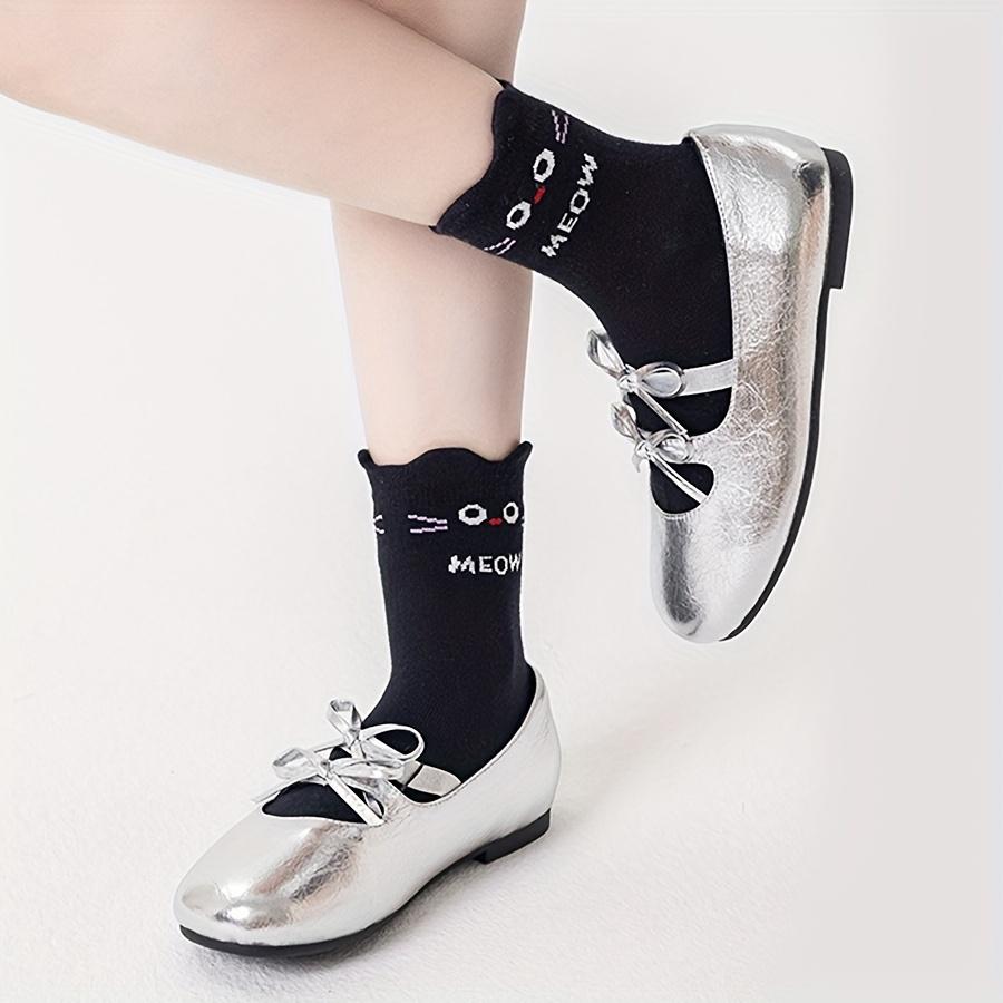 5 Pairs of Kidsren's Socks Cartoon Cute Kitten Stripesd Pattern All Year Round Baby Boy and Girl Matching Cat Mid-Calf Socks Suitable for Daily Life