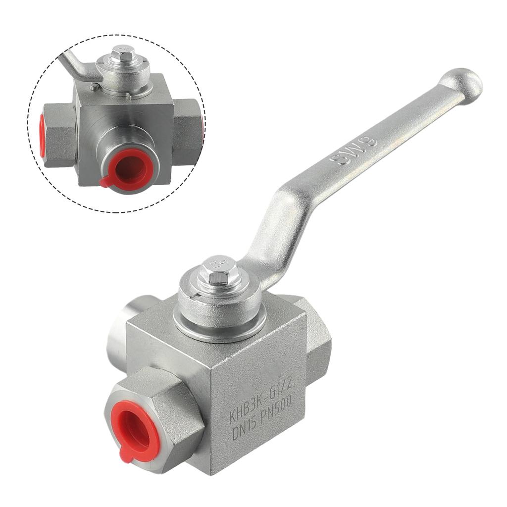 Manuální hydraulický 3cestný kulový ventil Konstrukce z uhlíkové oceli 500 barů MWP Gumové těsnění Typ T 1/4 až 3/4 pro olej a vodu