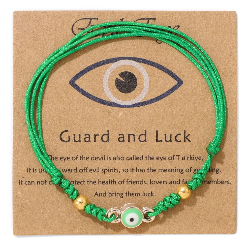 

Новый браслет Devil s Eye 18K золотые шарики плетеный браслет с глазом на запястье with Card зелёный