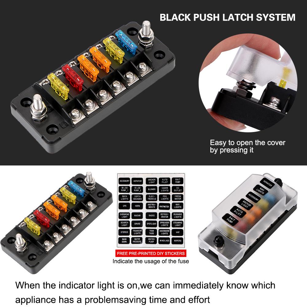 32V 75A Fuse Box Holder Flame Retardant 6 Ways 12 Ways Blade Fuse Block With Cover Accessories For Car Marine Boat Truck Trailer Fuses4