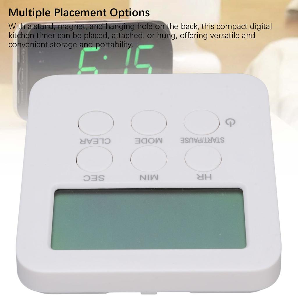 Digital Kitchen Timer 3 Sound Modes Countdown Countup Timer Time Management Tool with Memory Function for Classroom Cooking Fitness