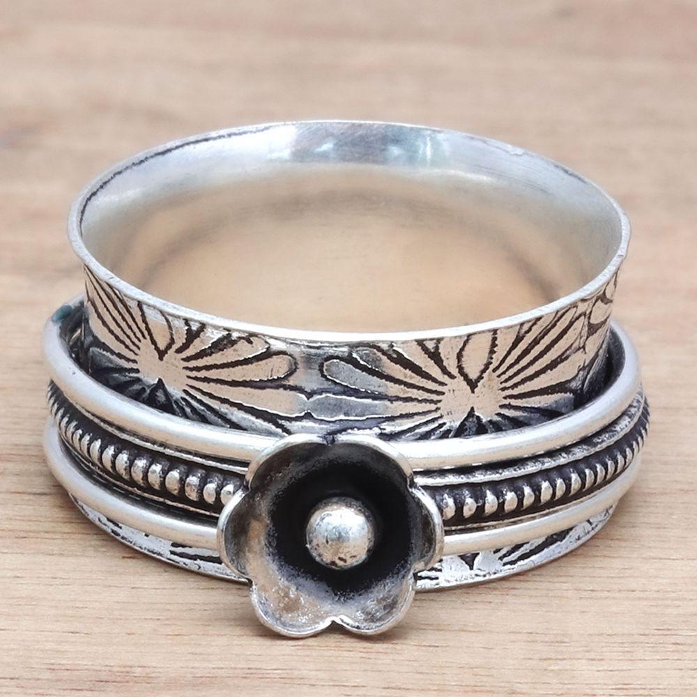 Silver Spinner Ring For Women Four Spinner Ring Fidget Silver Jewelry Ring"6"