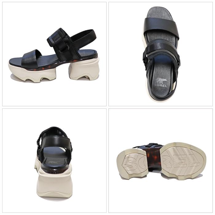 Sorel Kinetic Impact Slingback Heel Sandals, Women's, NL4951, Size 24.0cm, Black, Chalk