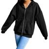 Women's Solid Color Fleece Hooded Sweatshirt with Zipper