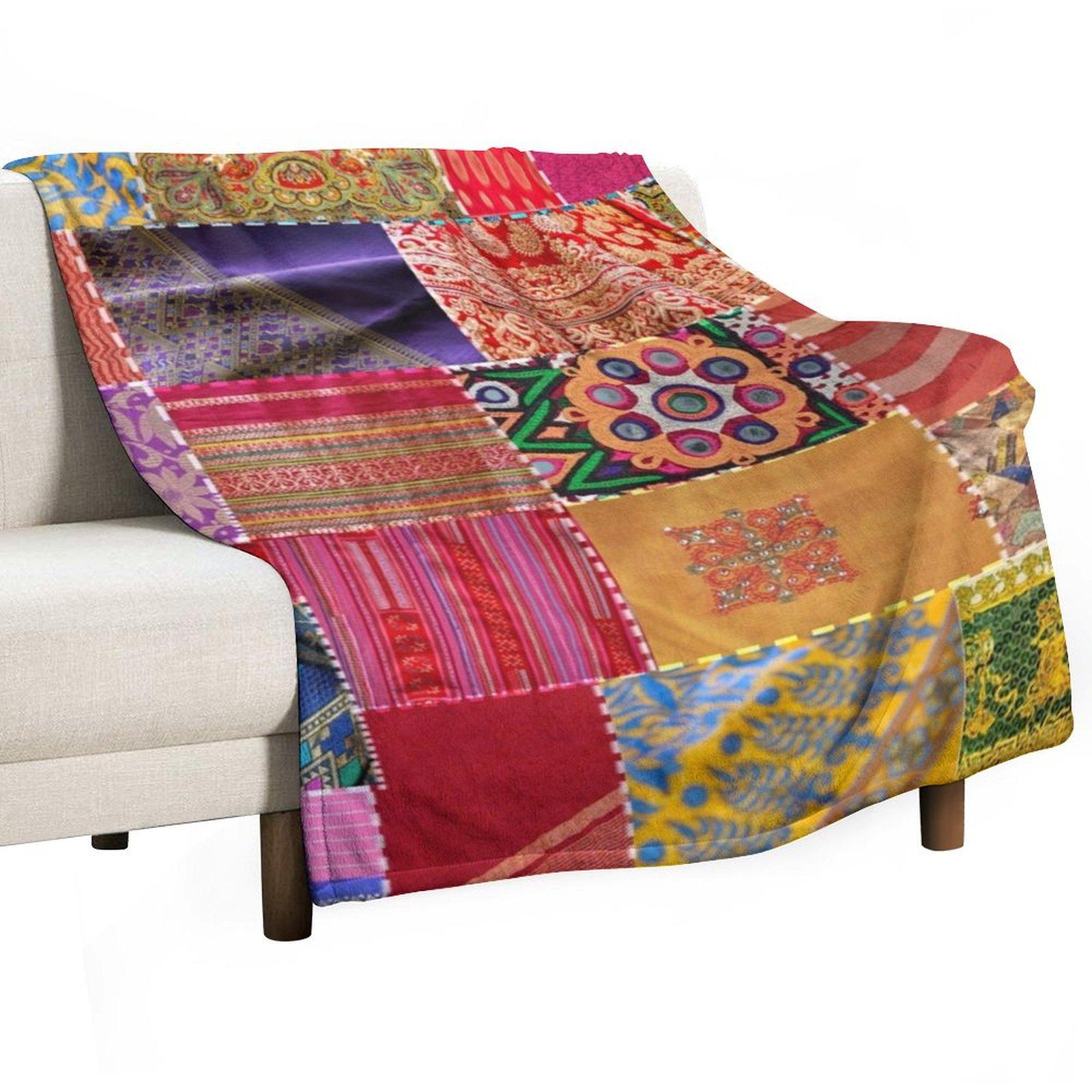 

Бохо Арт Сари Пэчворк Квилт Плед Одеяло Накидка Дизайнерское Постельное белье Утяжеленные Одеяла 30x40in