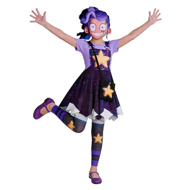 Poppy Playtime Lily Lovebraids Vestito Cosplay a Maniche Corte per Bambine Performance sul Palco