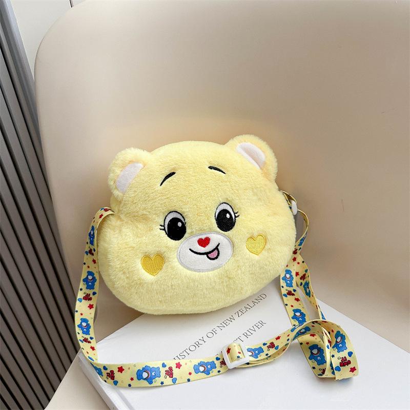 Mini Cartoon Rainbow Love Bear Plush Toy Diagonal Cross Bag, Love Bear Gift Backpack Christmas Gift.