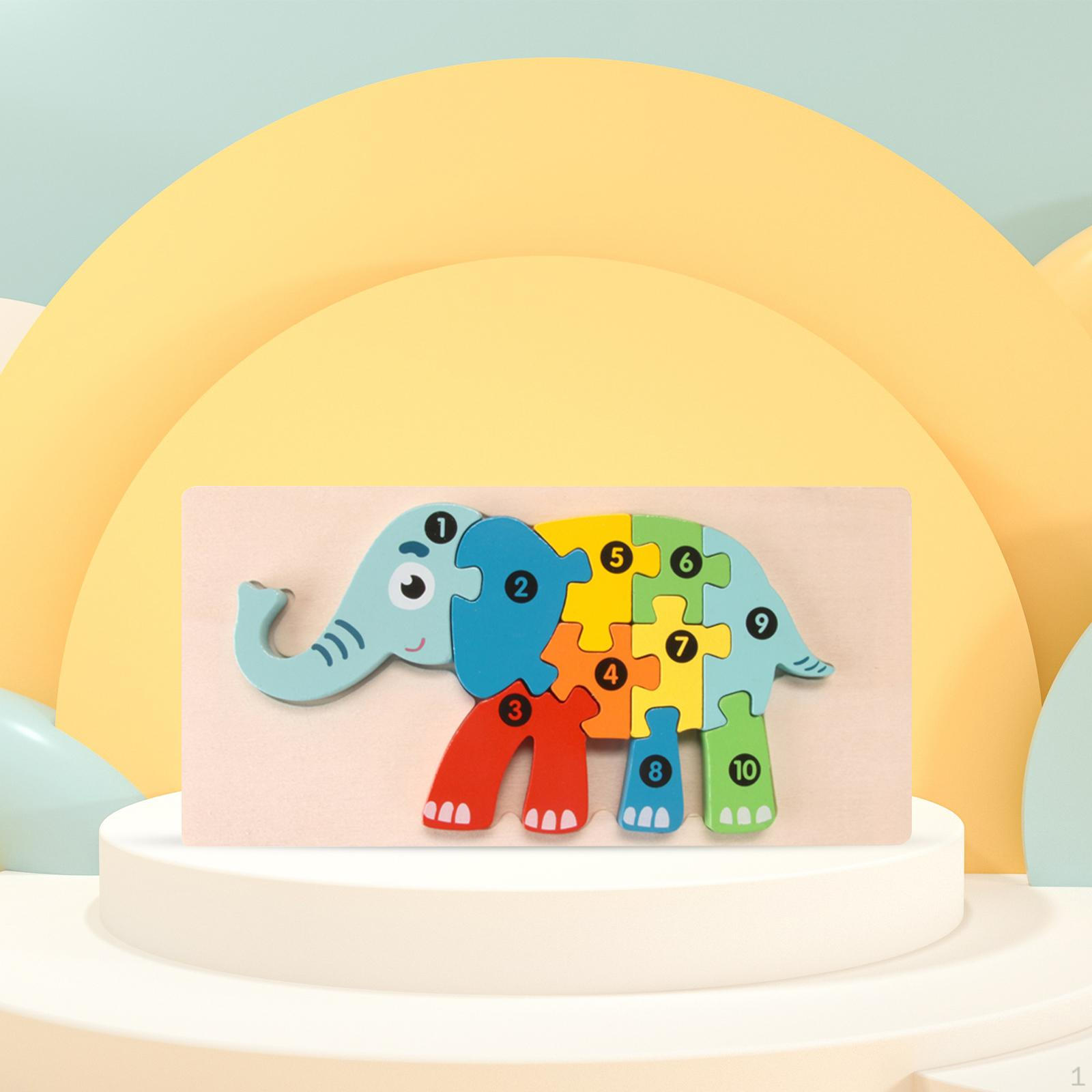 Animal Wooden Puzzle, Colorful Animals Learning Educational Toys Toddler Puzzles, for Elephant