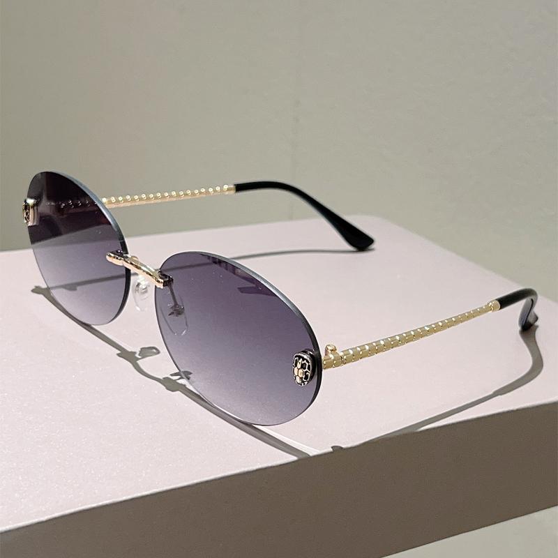 Vintage Oval Sunglasses Men New Fashion Rimless Gradient Shades Women Trendy Luxury Brand Design Decor Sun Glasses