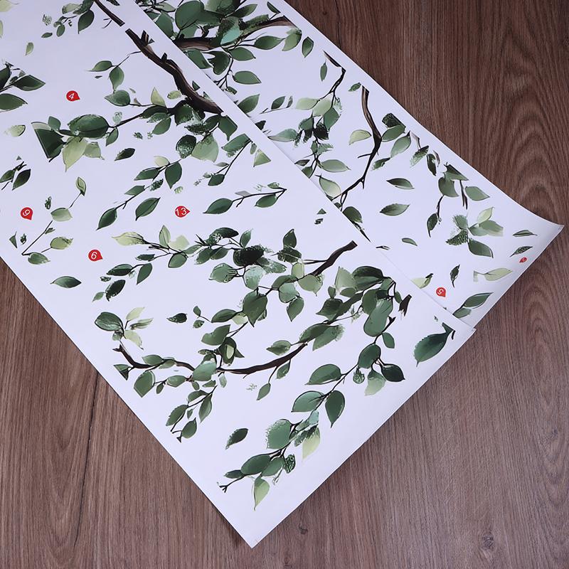 2Pcs/Set Removable Self Adhesive Stickers Tree Branches Leaves Birds Wall Stickers Bedroom Living Room Decoration Accessories