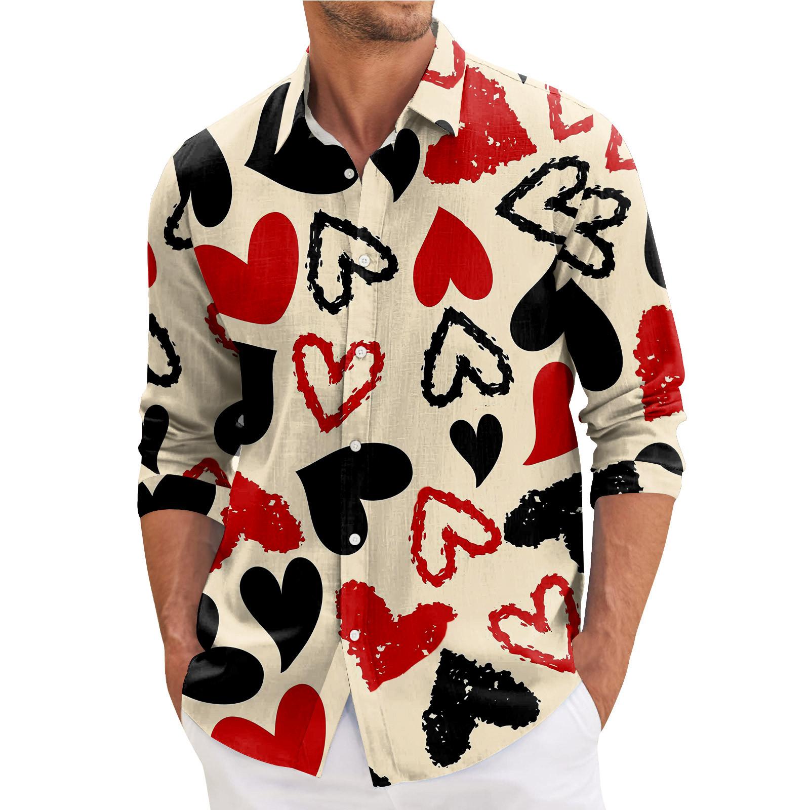 

Чоловіча весняна повсякденна вільна сорочка з довгими рукавами з принтом Чоловіча сорочка XXXXL бежевий