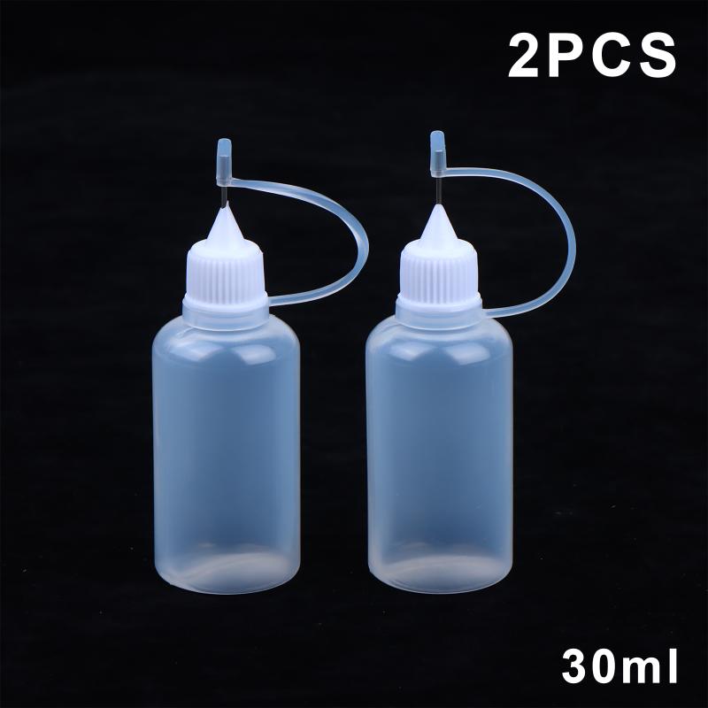 PE Squeezable Needle Tip Dropper Bottles 2Pcs Refillable Applicators for Glue Paint Ink Liquid Dispensing
