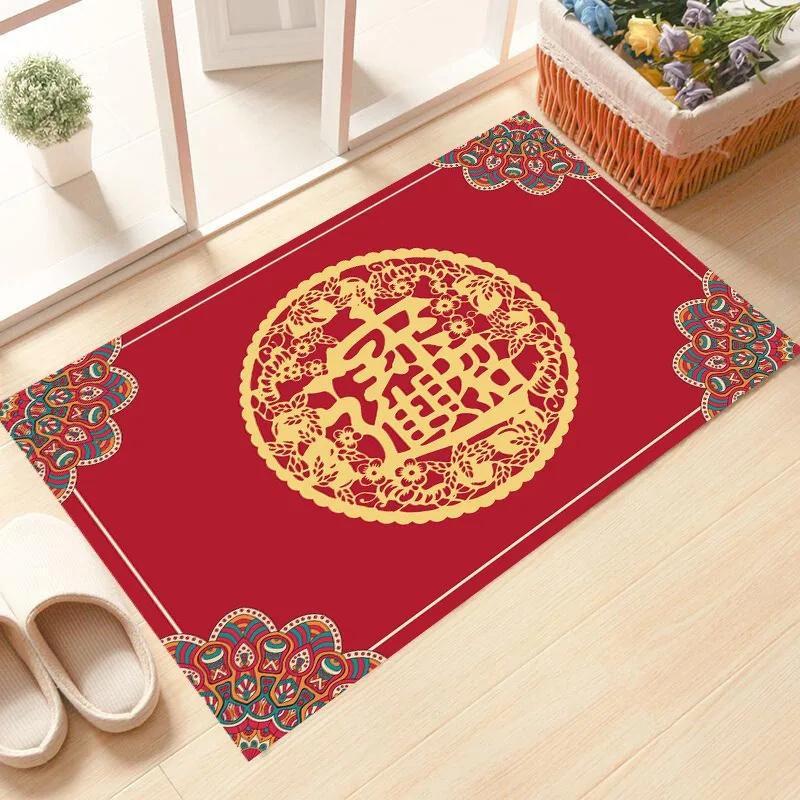 Happy New Year Entrance Floor Mats Entry Door Mats Bedroom Housewarming New Home In And Out of Peace and Joy Washable Carpet