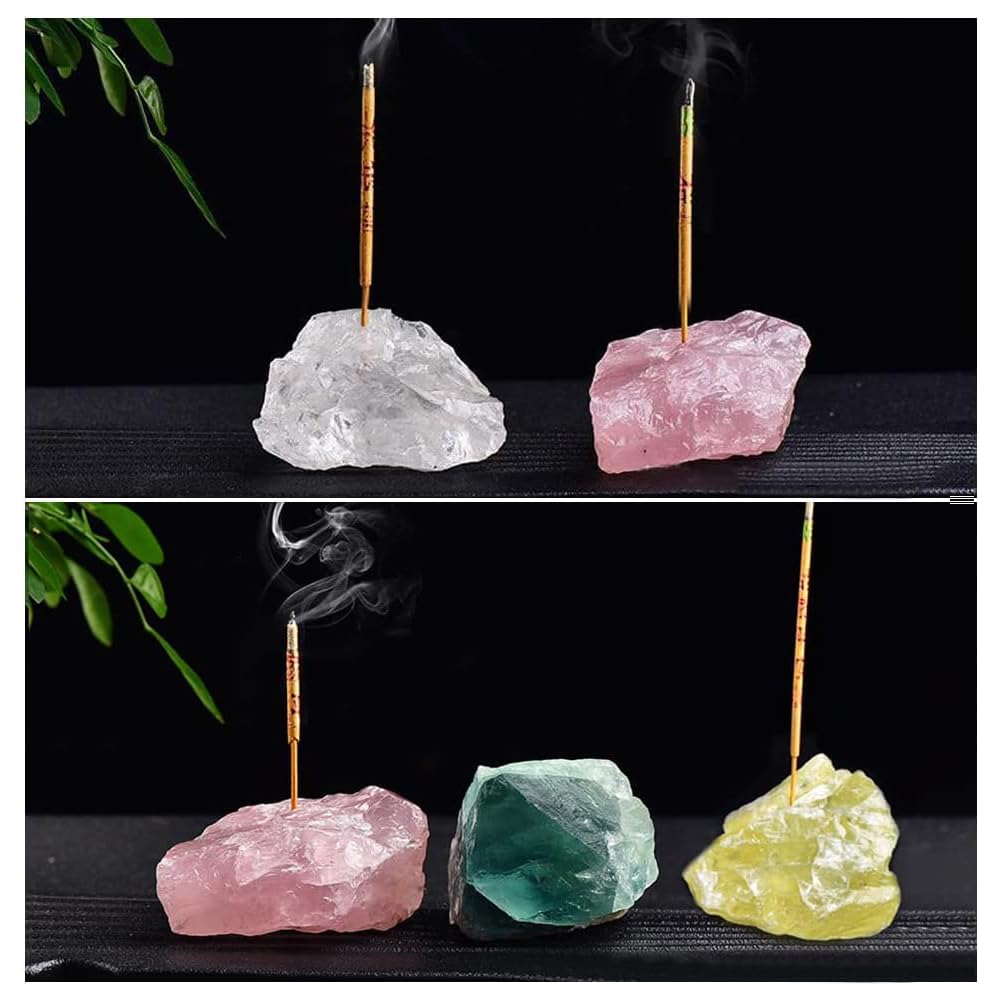 HIGHAWK Incense Holder, Incense Burner, Natural Crystal Stone Incense Stick Holder, Simple, Nordic Design, Ideal for Study, Meditation, Sleep, and