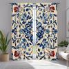 Single Panel Navy Blue Red Floral Print Curtains Polyester Fabric Suitable Living Room Bedroom Decoration Curtain Machine Washable Ideal For Great