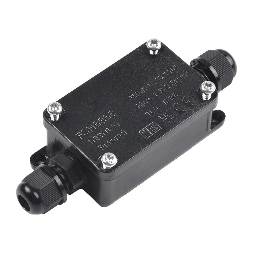 2Way Outdoor Waterproof IP65 Cable Connector PC Junction Box 240V Black Junction Box For Outdoor Lamps And Lanterns