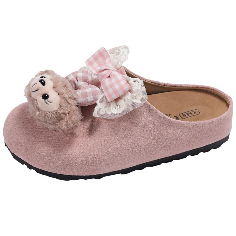 Internet celebrity cartoon cute thick-soled bag head slippers women's summer wear 2025 new models with skirts versatile half-drag Birkenstocks