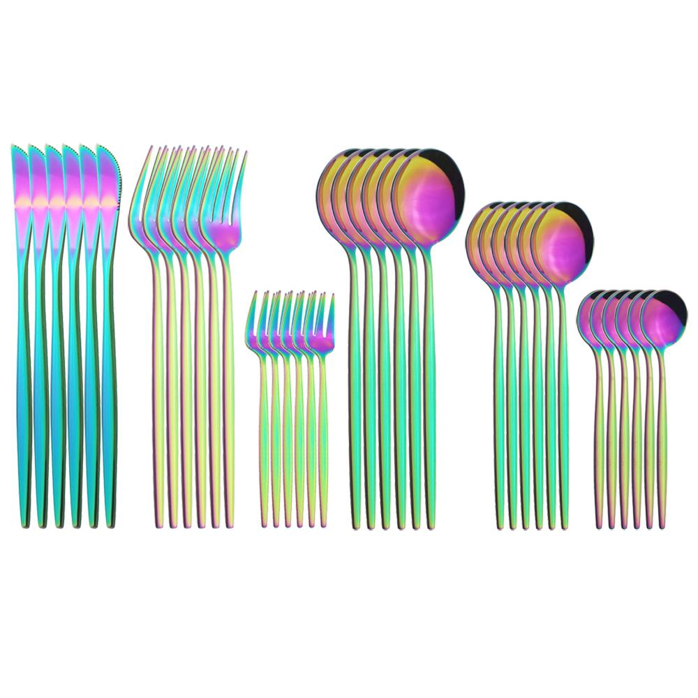New 36Pcs Mint Gold Cutlery Set Western Silverware Stainless Steel Dinnerware Knife Fork Spoon Tableware Flatware Kitchen Wedding Accessories