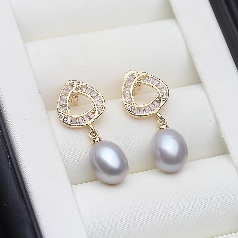 Real Natural Freshwater White Pearl Earrings Woman,Trendy Silver 925 Pearl Earrings Wife Anniversary Gift Black