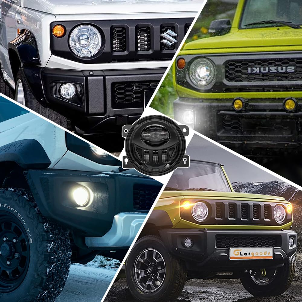 Largoods Jimny Fog Lights for High Genuine Replacement LED Fog Light Easy for Suzuki Jimny JB Left and Right Set JB23W/64/43W/74, White, 6000K,