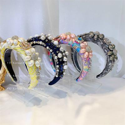 Bling Crystal Headband Hair Accessories For Women Luxury Handmade Beaded Designer Hairbands  Gold Hoop Wide Head Bands