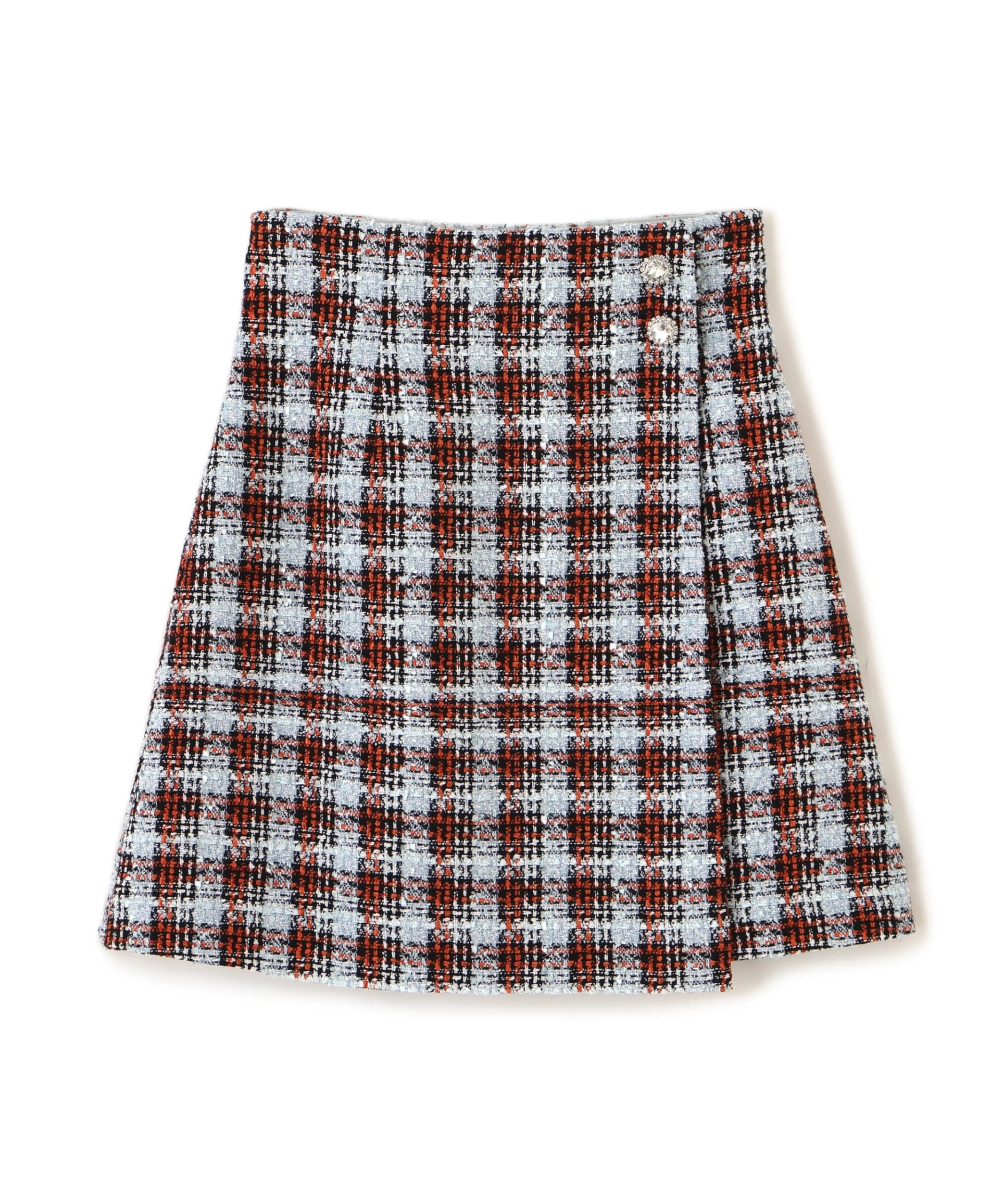 [Jill by Jill Stuart] Tweed Check Jewel Button Mini Skirt [Blue/S]