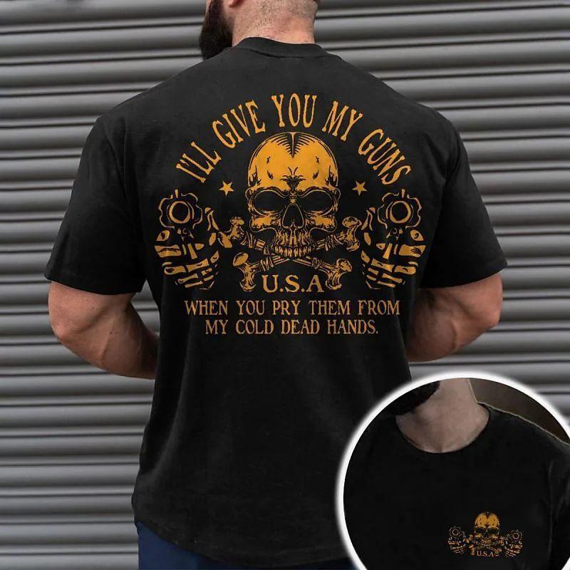 Summer Round Neck 3D Terrifying Skull Print Top Fashionable Casual Short Sleeved Men's T-shirts