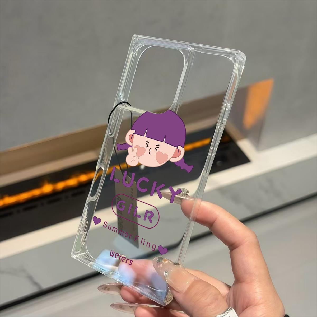 

Clear Square Back Tube Case Protection For iPhone 11 15 Plus 12 14 Pro Max 16 ProMax 13 Anti-Oxygen,Girl Waving Pattern Casing iphone 11 ProMax