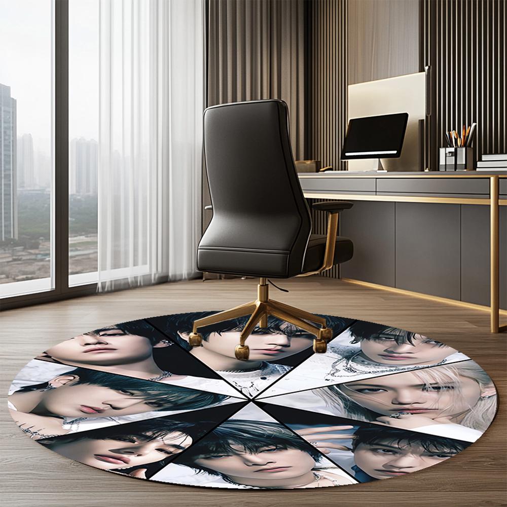 Stray Kids Printed Round Rug Carpet Chair Rug Area Rug Entryway Doormats,for Office Chair Living Room Bedroom Kitchen Room.