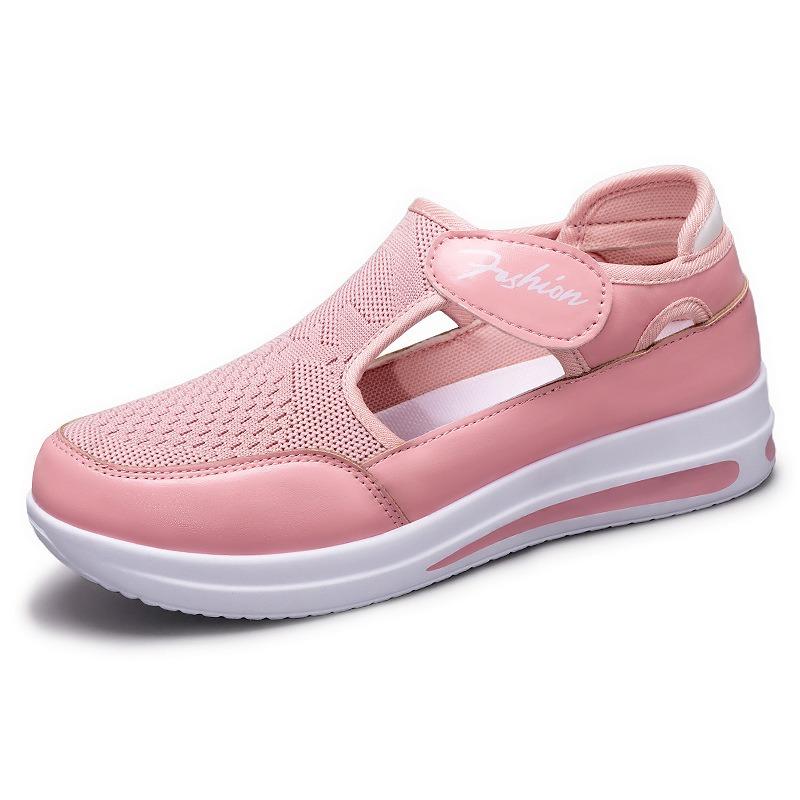 Shoes women's shoes versatile new hs large size casual shoes flying woven platform mesh shoes Velcro shoes