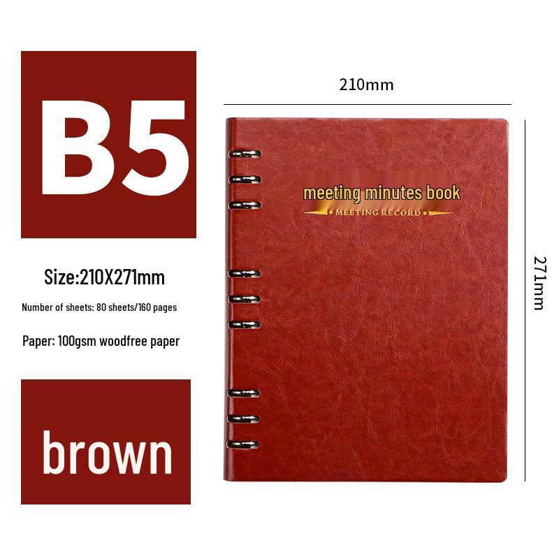 A4 Loose-leaf Meeting Notebook - Business Notepad for Minutes & Work Plan Notes