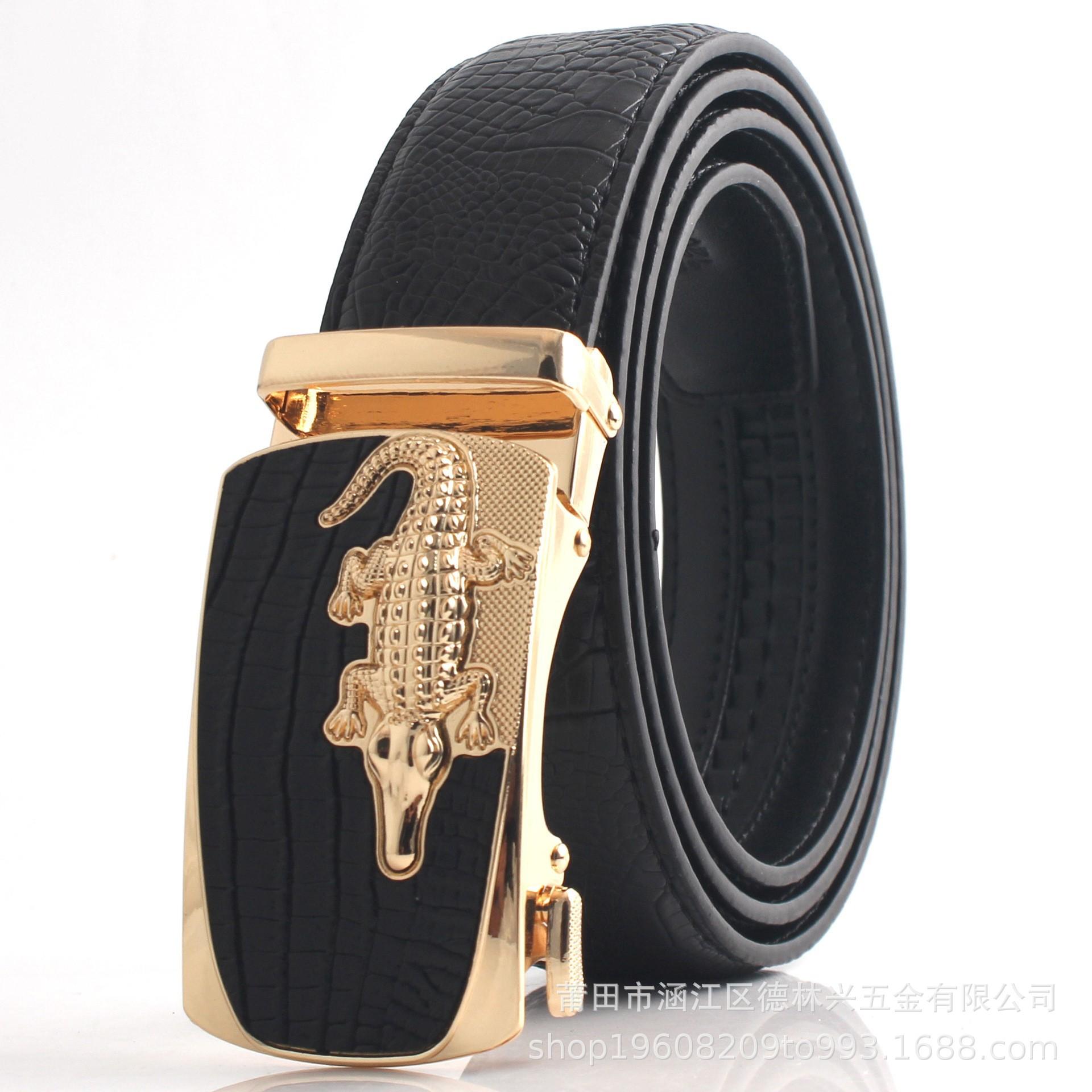 

Мужской кожаный ремень Delingxing с крокодиловым узором, деловой комфортный ремень для брюк, высококачественный двухслойный ремень для брюк из воловьей кожи