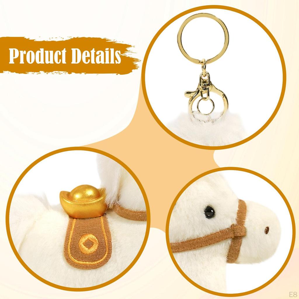 Horse Bag Charm Doll Toy Party Favor Gift Blessing Souvenir Key Pendant Stuffed Animal for Birthday