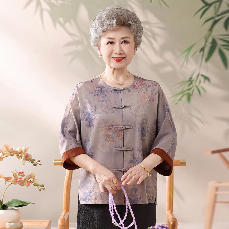 Elegant Summer Tops: Tang Suit Style for Mature Women