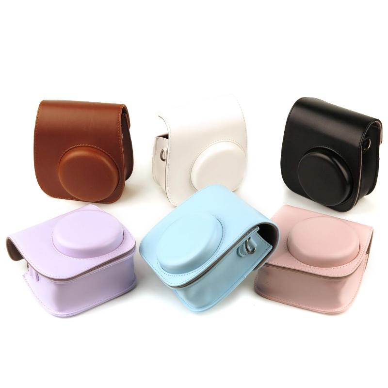 Camera Cover Bag for Instax Mini 11 PU Leather Protector with Shoulder Strap Camera Holder Dustproof Camera Cases