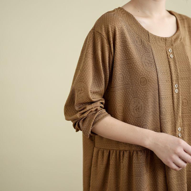 Damski top z długim rękawem w stylu chińskim, bazowy, nowy T-shirt, luźny, z okrągłym dekoltem