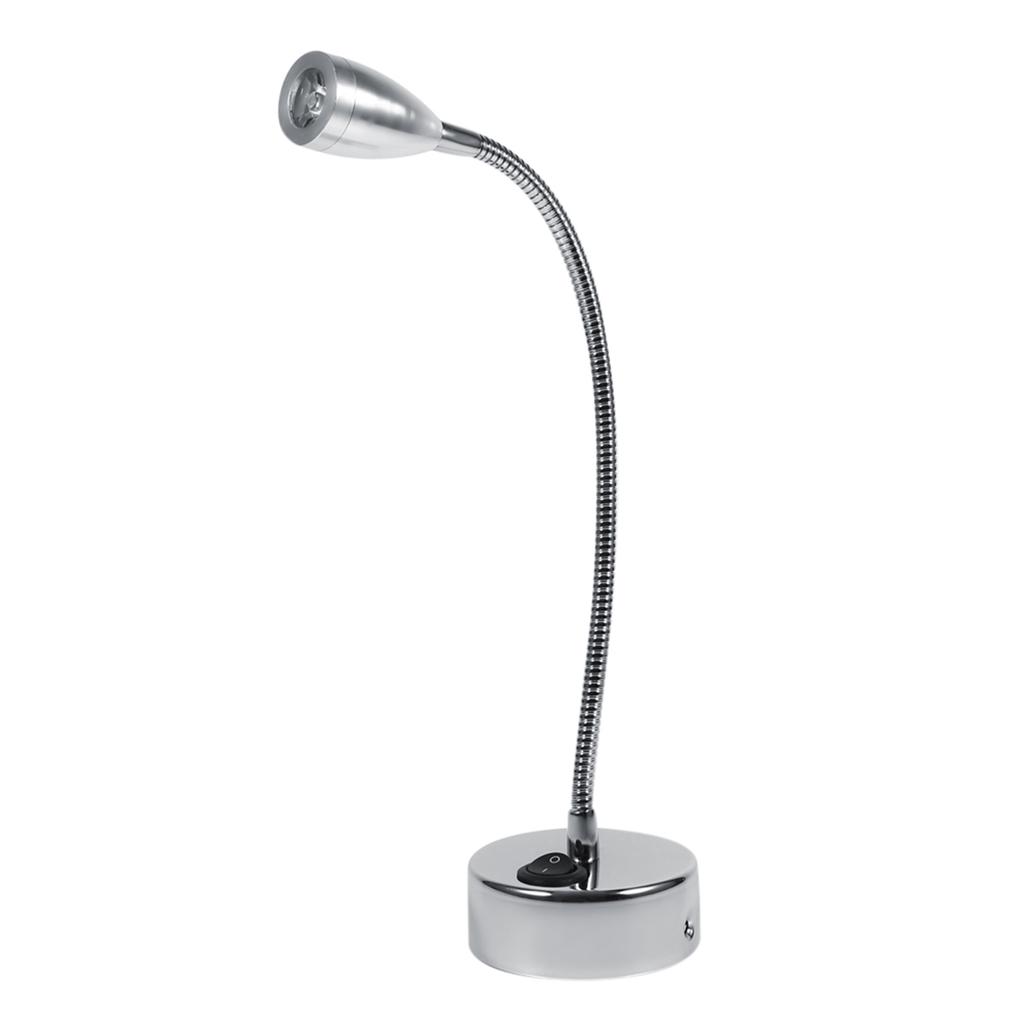 Silver LED Wall Lamps Flexible Gooseneck Bedroom Bedside Reading Light