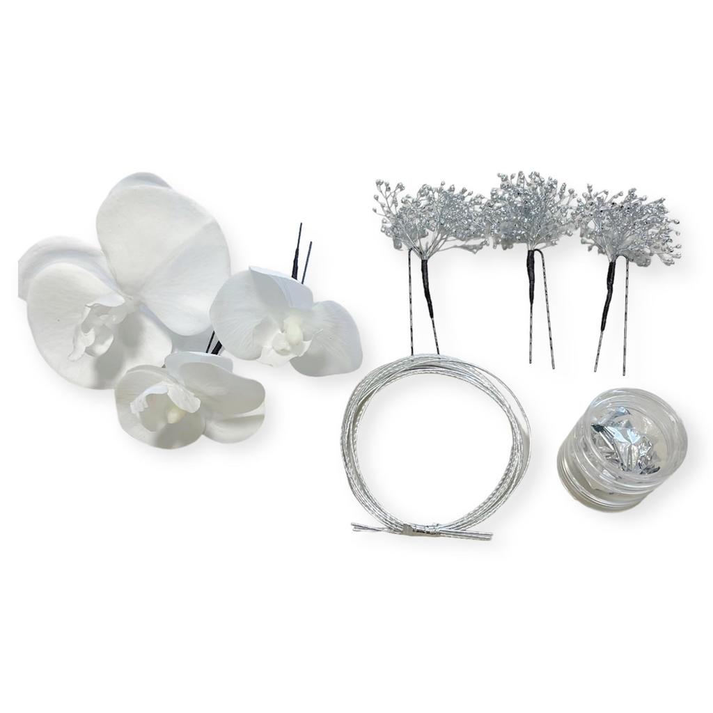 Phalaenopsis Hair Ornament Silver Gypsophila Mizuhiki Silver Foil Dried Flower Coming of Age Ceremony Graduation Ceremony Headdress Wedding Kimono