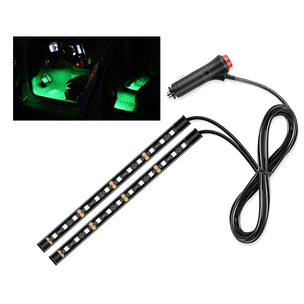 Led Bar Car Interior Backlight Ambient Mood Foot Light With Cigarette Lighter Decorative Atmosphere Lamp Auto Accessories 12V
