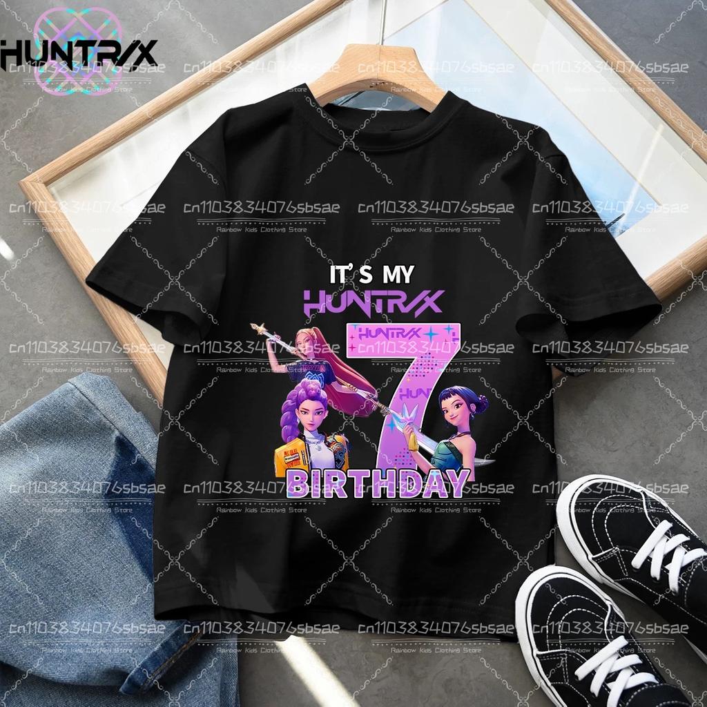 Kpop Dämonenjäger Nummer T-Shirt Kawaii Rumy Geburtstagsoberteile Partykleidung Mädchen T-Shirt Sommer Kurzarm Baumwolle Kinderkleidung Boutique