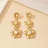 Korean Minimalist French Retro Pearl Flower Stud Earrings for Women