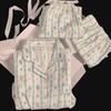 Blue Bear Women's Summer Cotton Pajama Set - Short-Sleeved, Cute Cartoon Design, Three-Piece Loungewear.