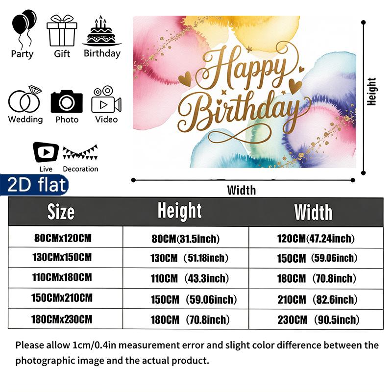 Pink Roses Balloons Gifts Backdrop for Birthday Party, Polyester Banner for Wall Decor & Photo Background
