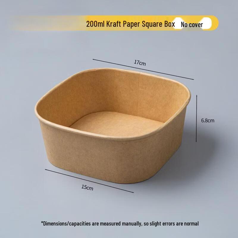 1200ml Disposable Kraft Paper Square Takeaway Bowl (Lidless)