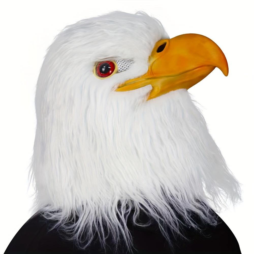 Natural Latex Realistic Adorable Cool Eagle Mask, Fluffy White Animal Headgear Prank Prop Dress Up Accessories, Halloween Christmas Cosplay Outfit Pho