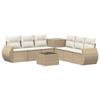 Sofa Set 8 Pieces Beige and Cream White Poly Rattan and Steel
