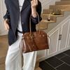 Autumn and Winter Retro Oil Wax Leather Handheld Briefcase Women's New Large-capacity Commuter Shoulder Bag Messenger Tote Bag