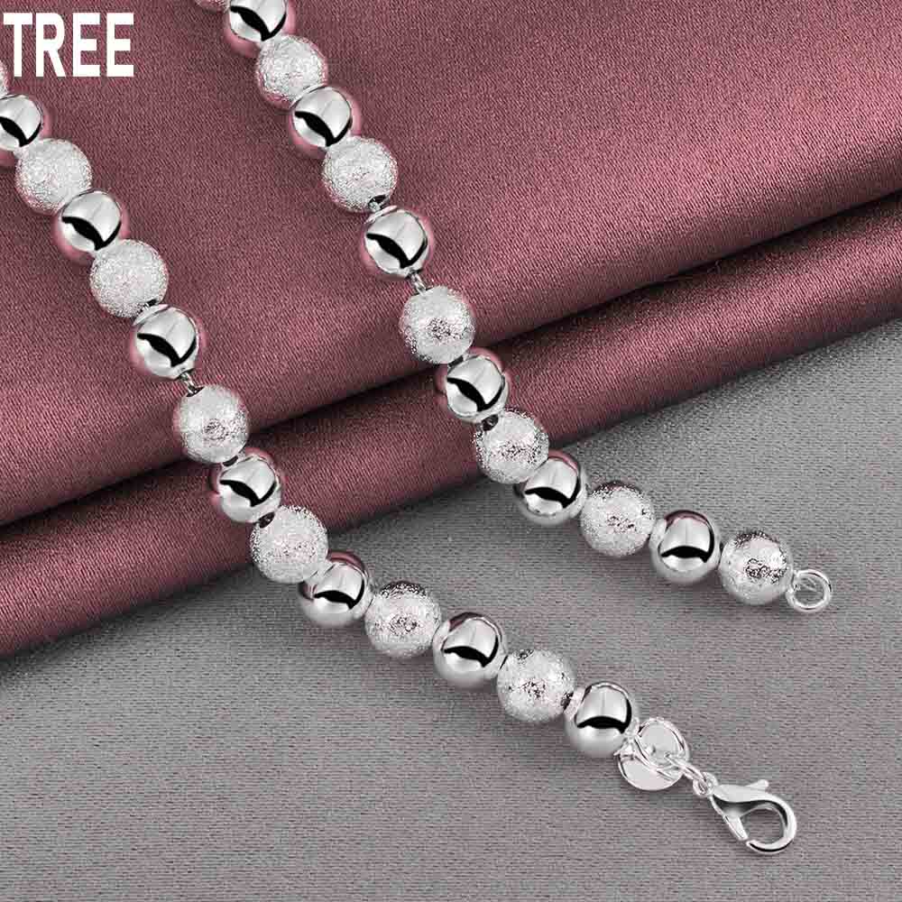 8mm 92 Sterling Silver Bead Necklace, Fashionable Wedding Jewelry