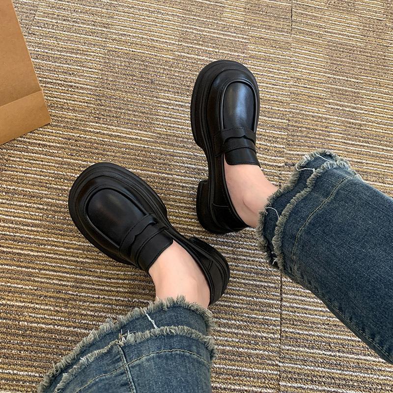 Black British style small leather shoes women's autumn 2025 new Japanese jk versatile thick-soled thick-heeled non-slip loafers